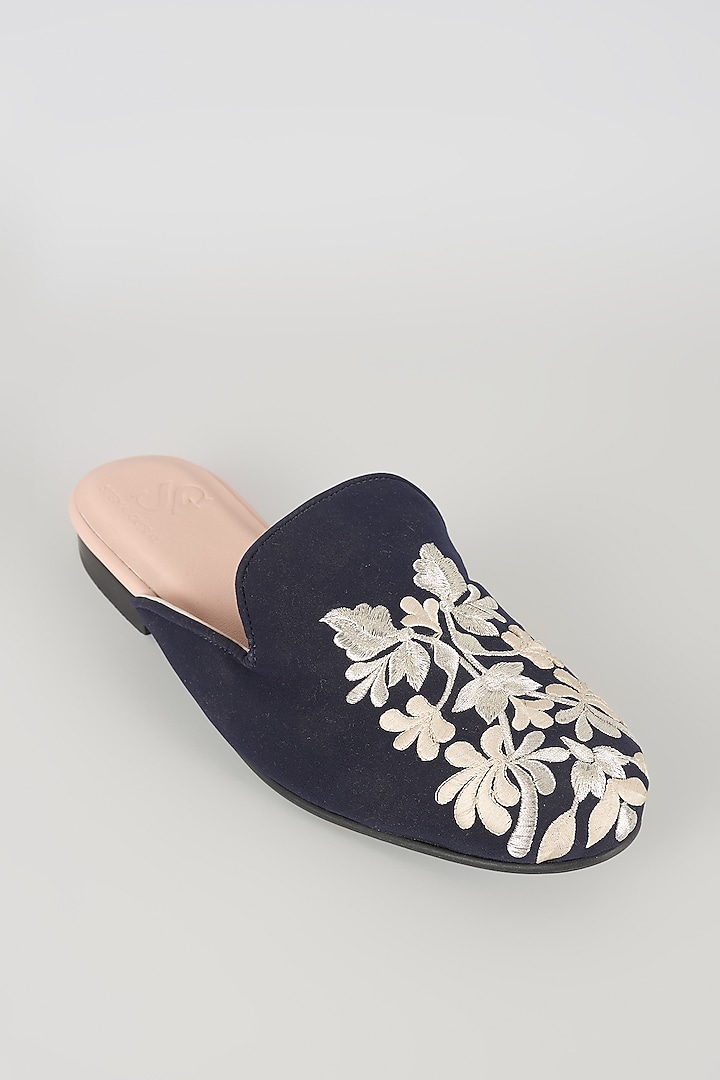Midnight Blue Leather Juttis by Seema Gujral Men at Pernia's Pop Up Shop