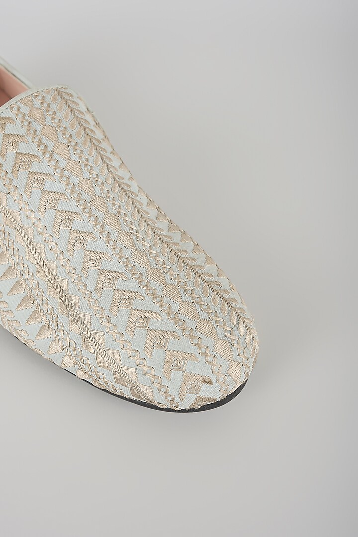 Aqua Green Leather Juttis by Seema Gujral Men at Pernia's Pop Up Shop