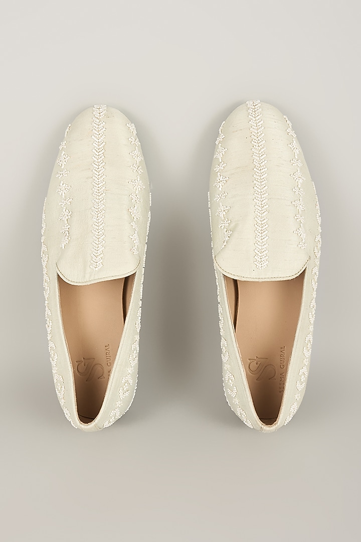 Powder Blue Silk Loafers by Seema Gujral Men at Pernia's Pop Up Shop
