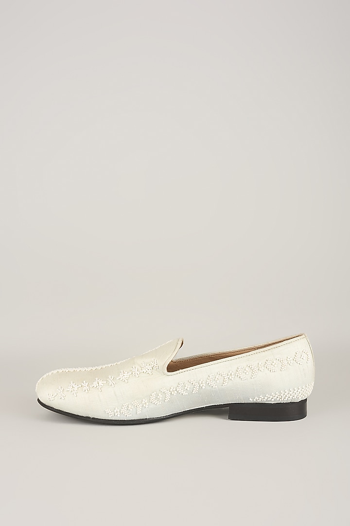 Powder Blue Silk Loafers by Seema Gujral Men at Pernia's Pop Up Shop