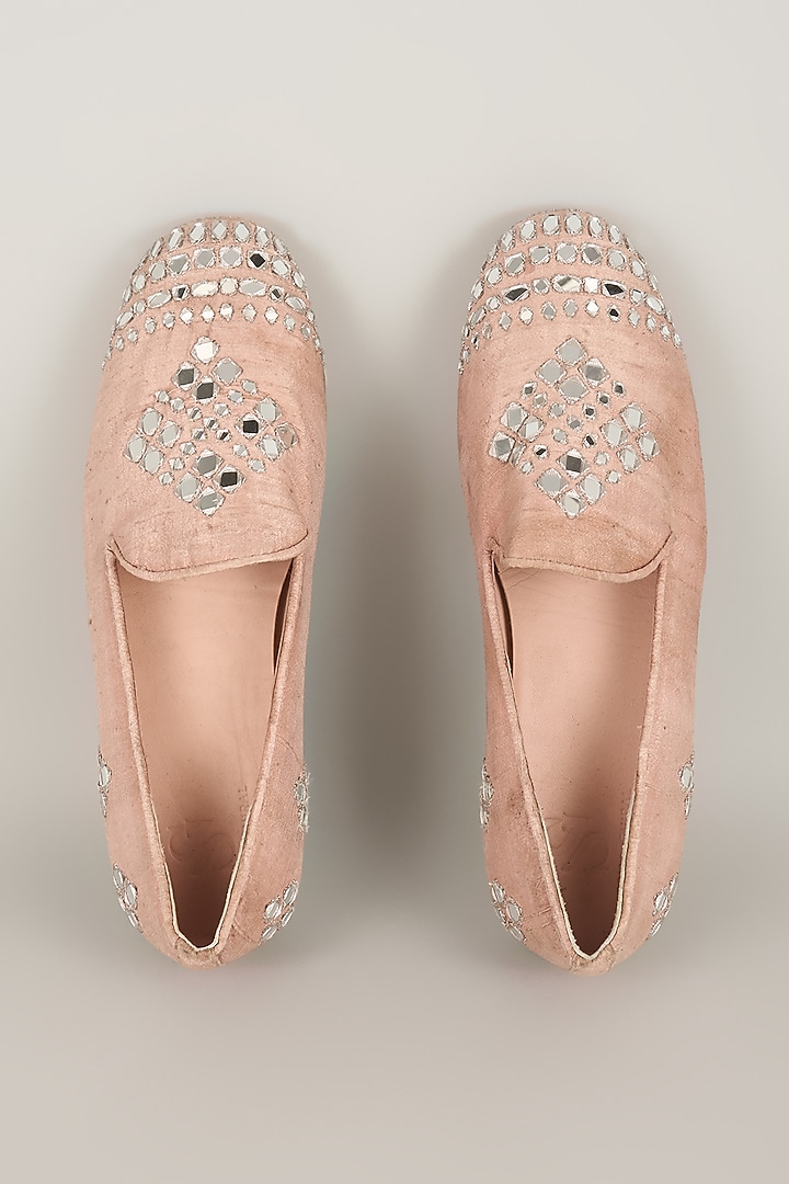 Powder Pink Silk Loafers by Seema Gujral Men at Pernia's Pop Up Shop