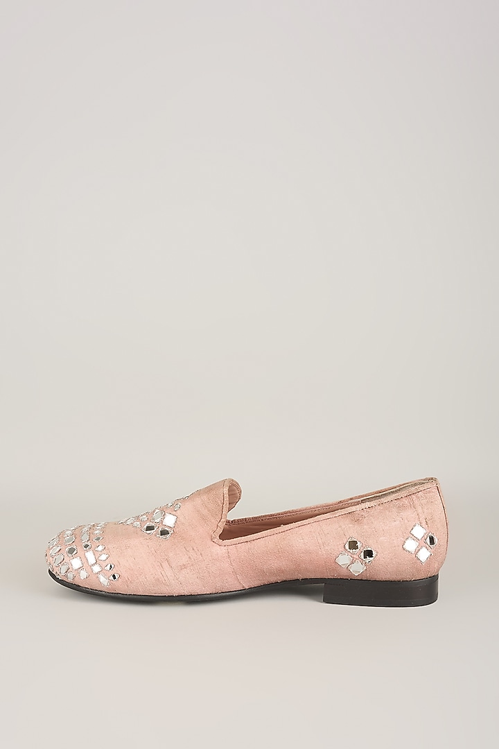 Powder Pink Silk Loafers by Seema Gujral Men at Pernia's Pop Up Shop