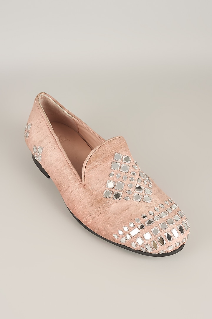 Powder Pink Silk Loafers by Seema Gujral Men at Pernia's Pop Up Shop