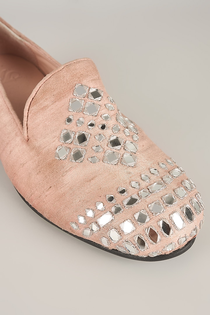 Powder Pink Silk Loafers by Seema Gujral Men at Pernia's Pop Up Shop
