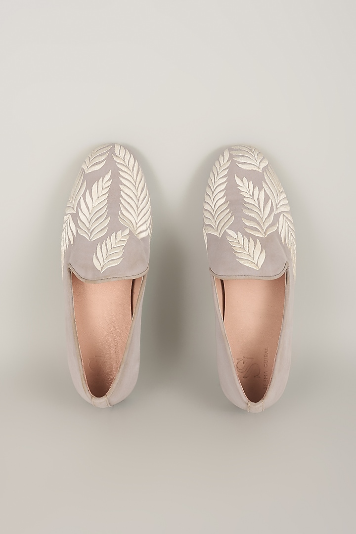 Grey Silk Loafers by Seema Gujral Men at Pernia's Pop Up Shop