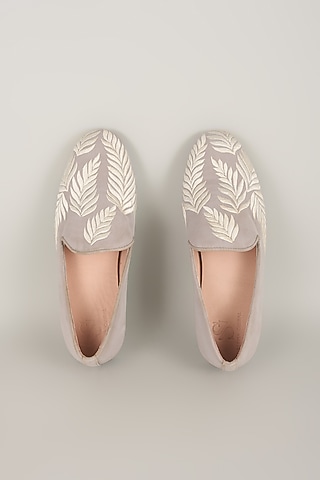 Grey Silk Loafers by Seema Gujral Men