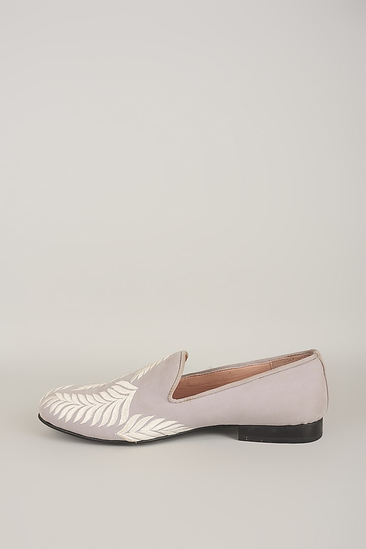 Grey Silk Loafers by Seema Gujral Men at Pernia's Pop Up Shop