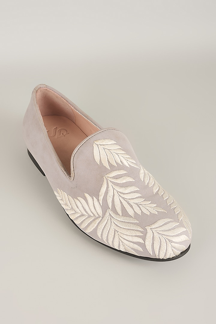 Grey Silk Loafers by Seema Gujral Men at Pernia's Pop Up Shop