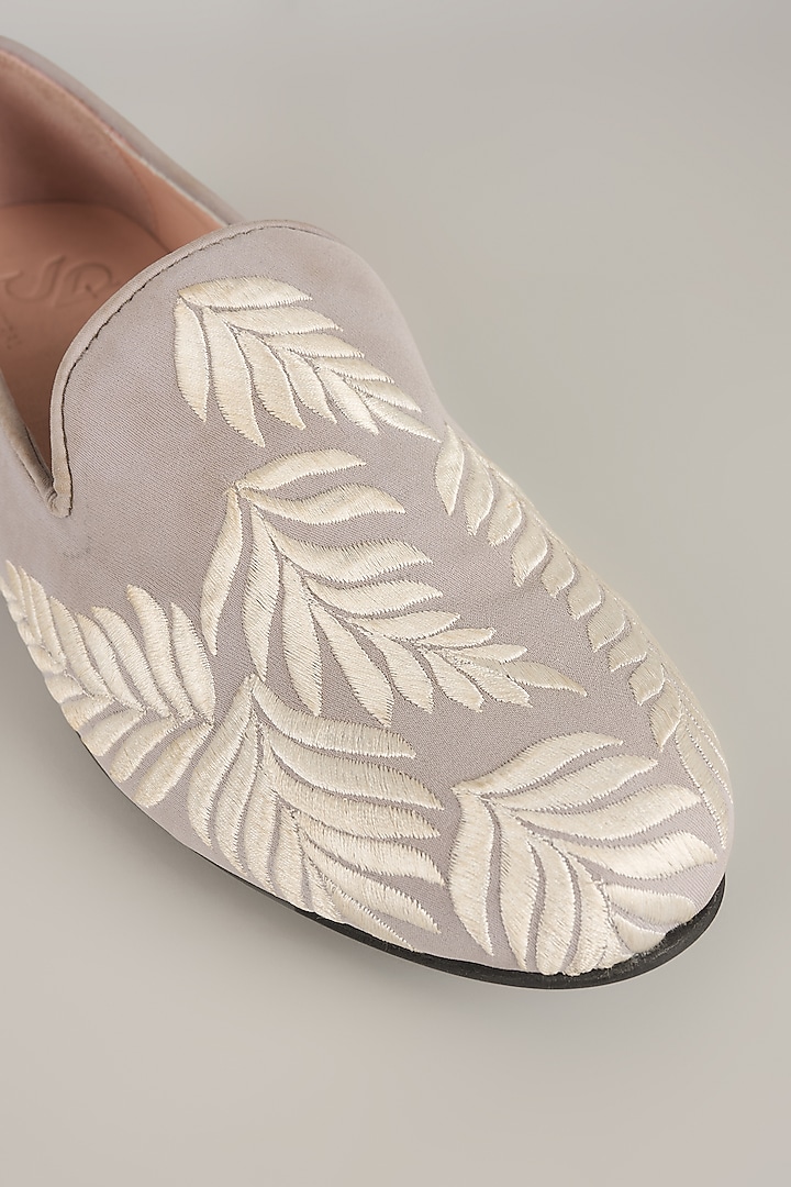 Grey Silk Loafers by Seema Gujral Men at Pernia's Pop Up Shop