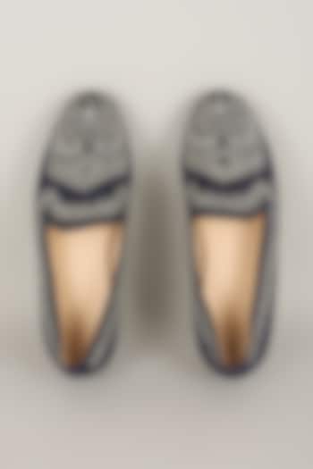 Midnight Blue Silk Loafers by Seema Gujral Men at Pernia's Pop Up Shop