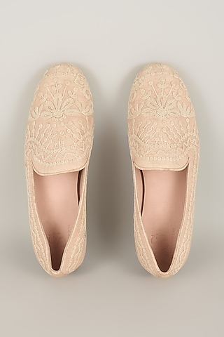 Pink Silk Loafers by Seema Gujral Men