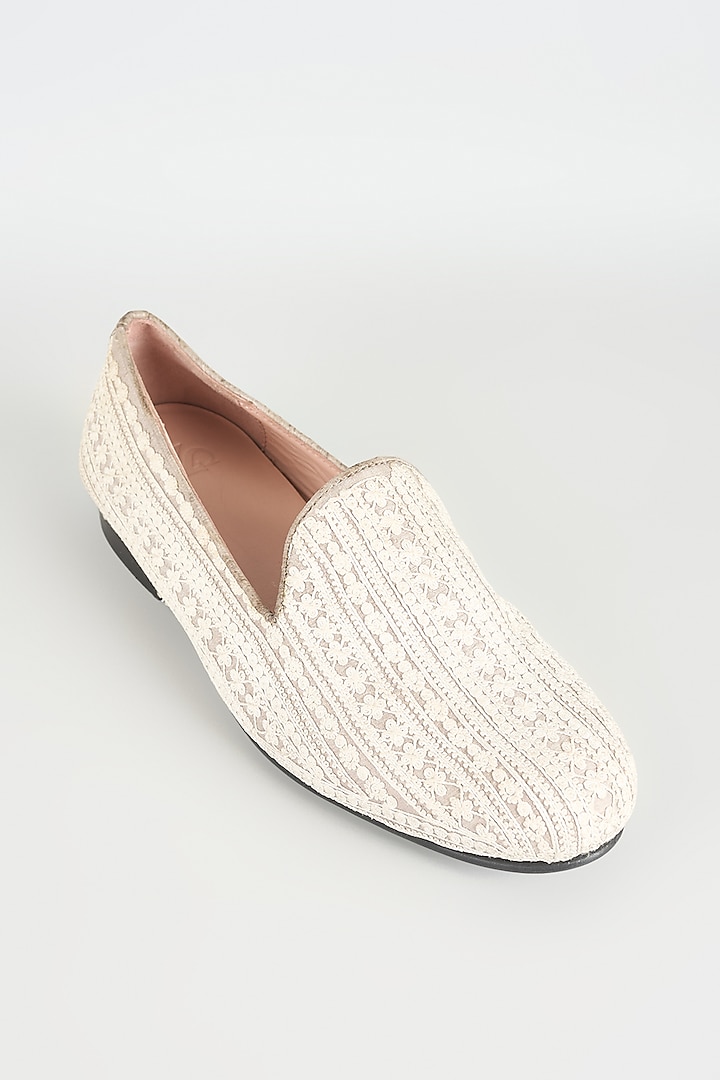 Grey Silk & Leather Juttis by Seema Gujral Men at Pernia's Pop Up Shop
