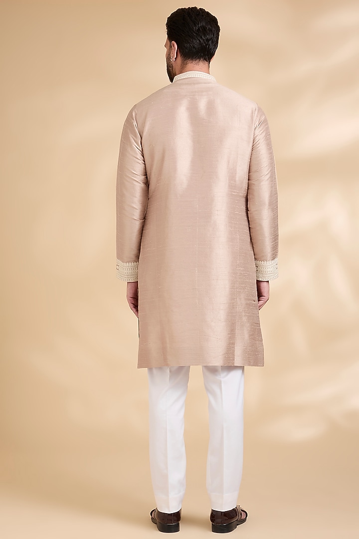 Dusty Nude Silk Bundi Jacket Set by Seema Gujral Men at Pernia's Pop Up Shop