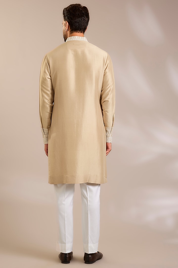 Nude Silk Kurta Set by Seema Gujral Men at Pernia's Pop Up Shop