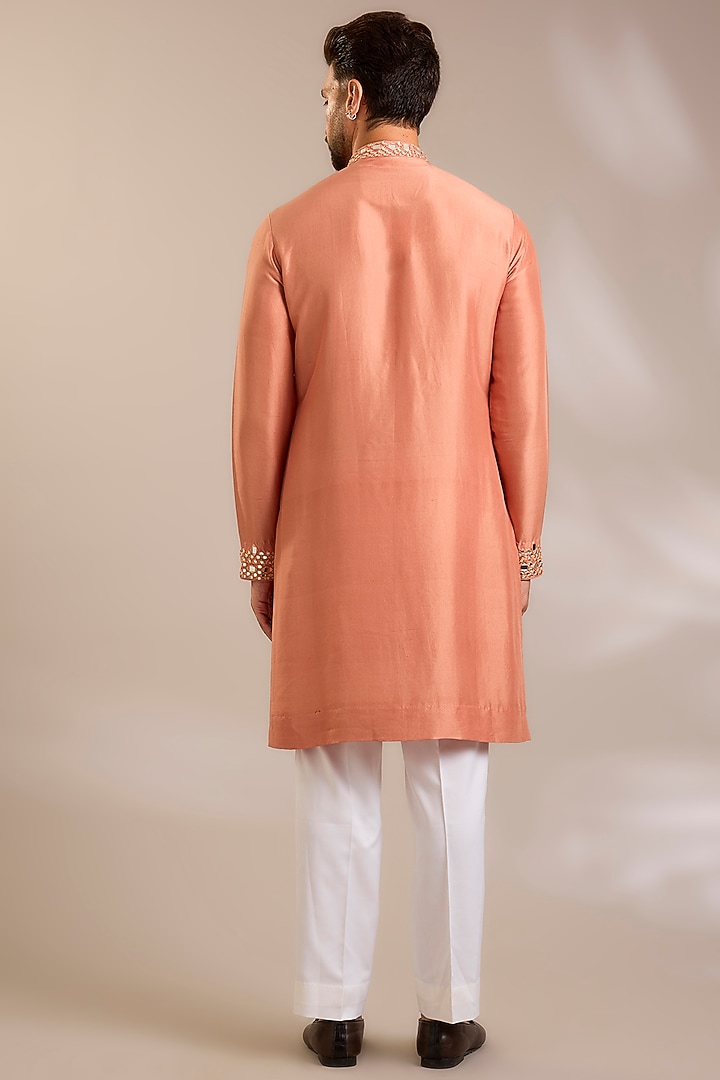 Rose Gold Silk Kurta Set by Seema Gujral Men at Pernia's Pop Up Shop