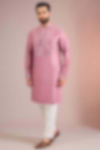 Rose Pink Silk Kurta Set by Seema Gujral Men at Pernia's Pop Up Shop