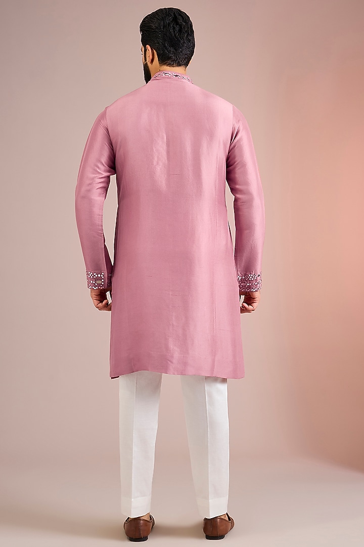 Rose Pink Silk Kurta Set by Seema Gujral Men at Pernia's Pop Up Shop