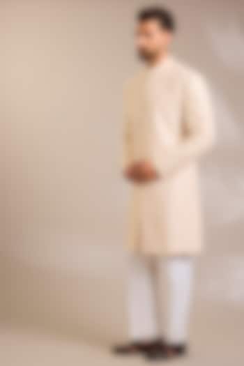 Powder Pink Silk Groom Sherwani Set by Seema Gujral Men at Pernia's Pop Up Shop