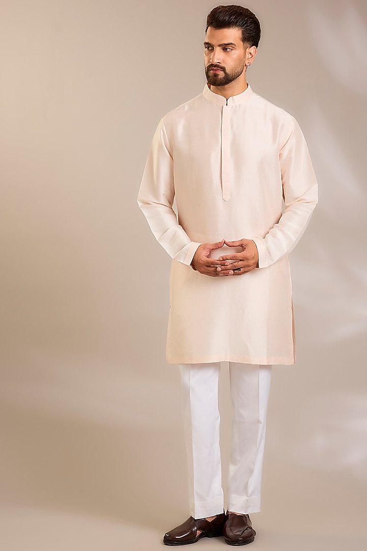 Powder Pink Silk Groom Sherwani Set by Seema Gujral Men at Pernia's Pop Up Shop