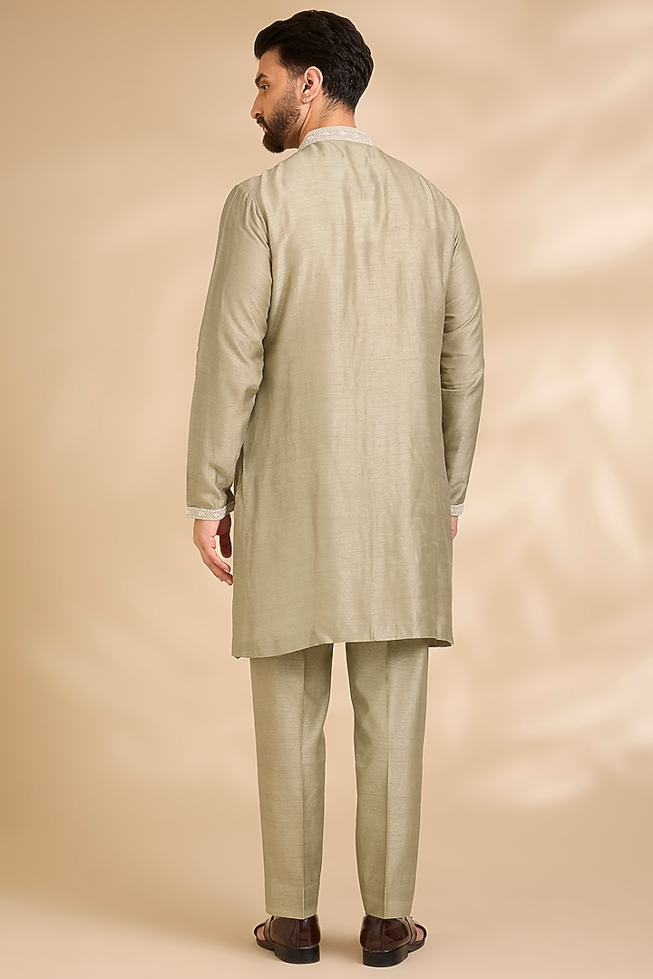 Nude Silk Groom Sherwani Set by Seema Gujral Men at Pernia's Pop Up Shop