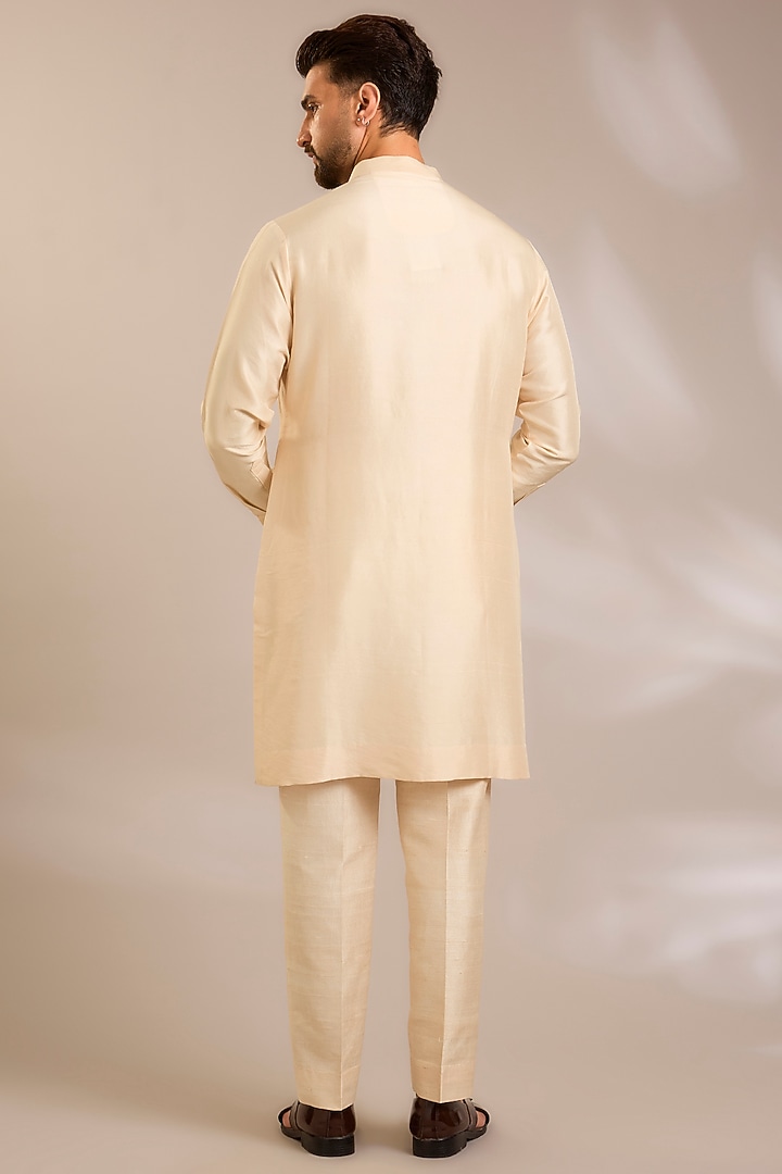 Nude Silk Groom Sherwani Set by Seema Gujral Men at Pernia's Pop Up Shop
