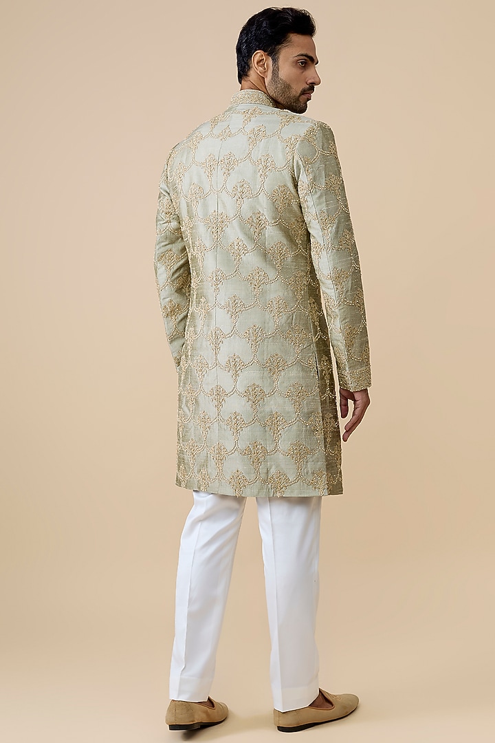 Champagne Silk Groom Sherwani Set by Seema Gujral Men at Pernia's Pop Up Shop