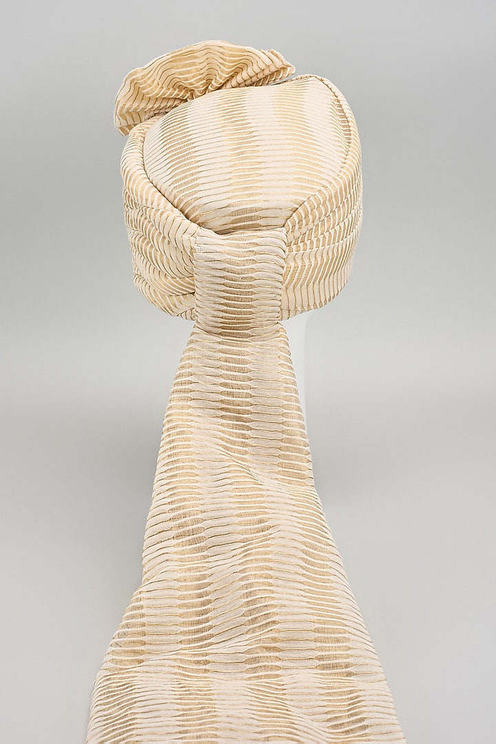 White & Gold Cotton Safa by Seema Gujral Men at Pernia's Pop Up Shop