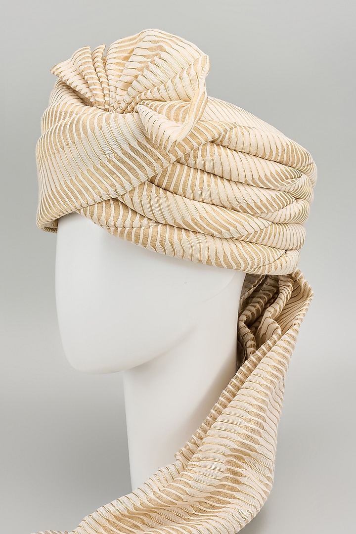 White & Gold Cotton Safa by Seema Gujral Men at Pernia's Pop Up Shop