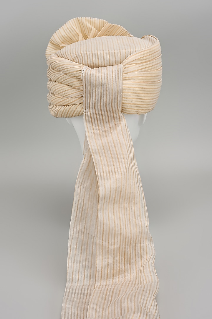 White & Gold Cotton Safa by Seema Gujral Men at Pernia's Pop Up Shop