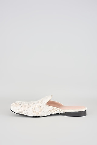 Ivory Silk Juttis by Seema Gujral Men