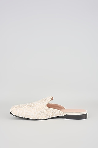 Ivory Silk Juttis by Seema Gujral Men