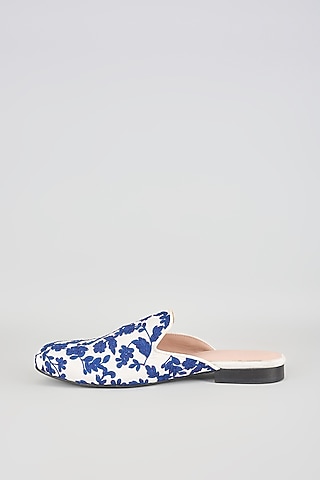 Blue Silk Juttis by Seema Gujral Men
