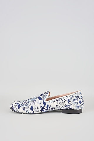 Blue Silk Juttis by Seema Gujral Men