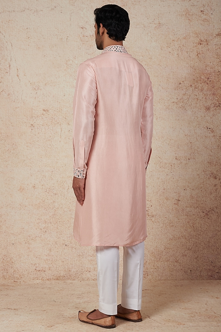 Blush Pink Embroidered Kurta Set by Seema Gujral Men at Pernia's Pop Up Shop