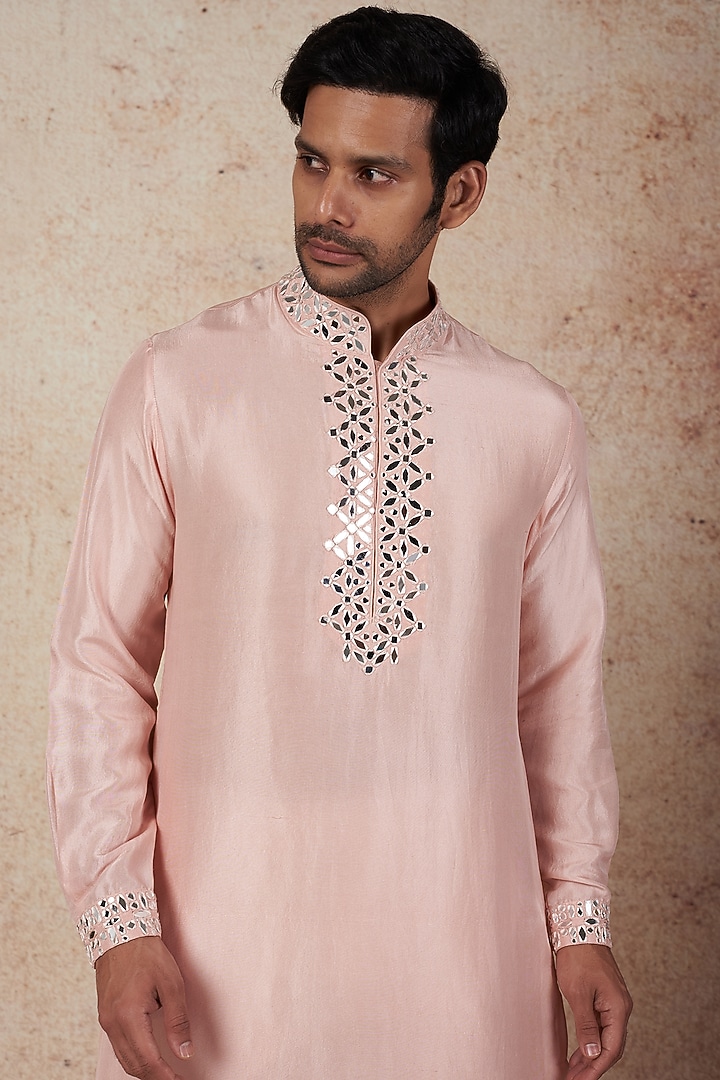 Blush Pink Embroidered Kurta Set by Seema Gujral Men at Pernia's Pop Up Shop