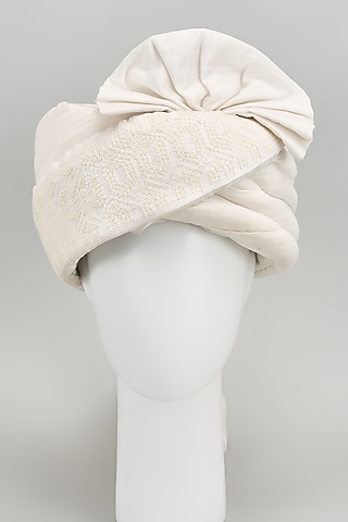 White Cotton Safa by Seema Gujral Men