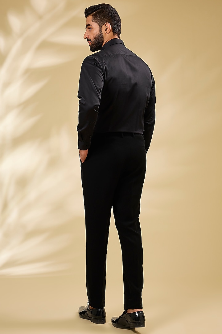 Black Suiting Embroidered Tuxedo Set by Seema Gujral Men at Pernia's Pop Up Shop