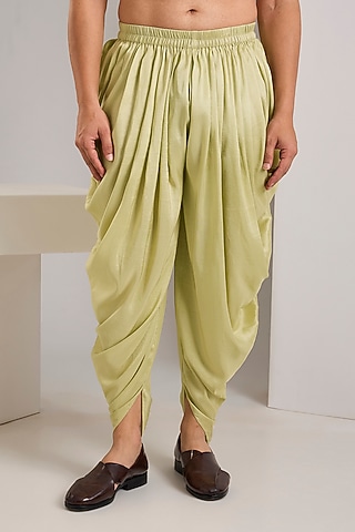 Gold Silk Blend Dhoti Pants by Seema Gujral Men