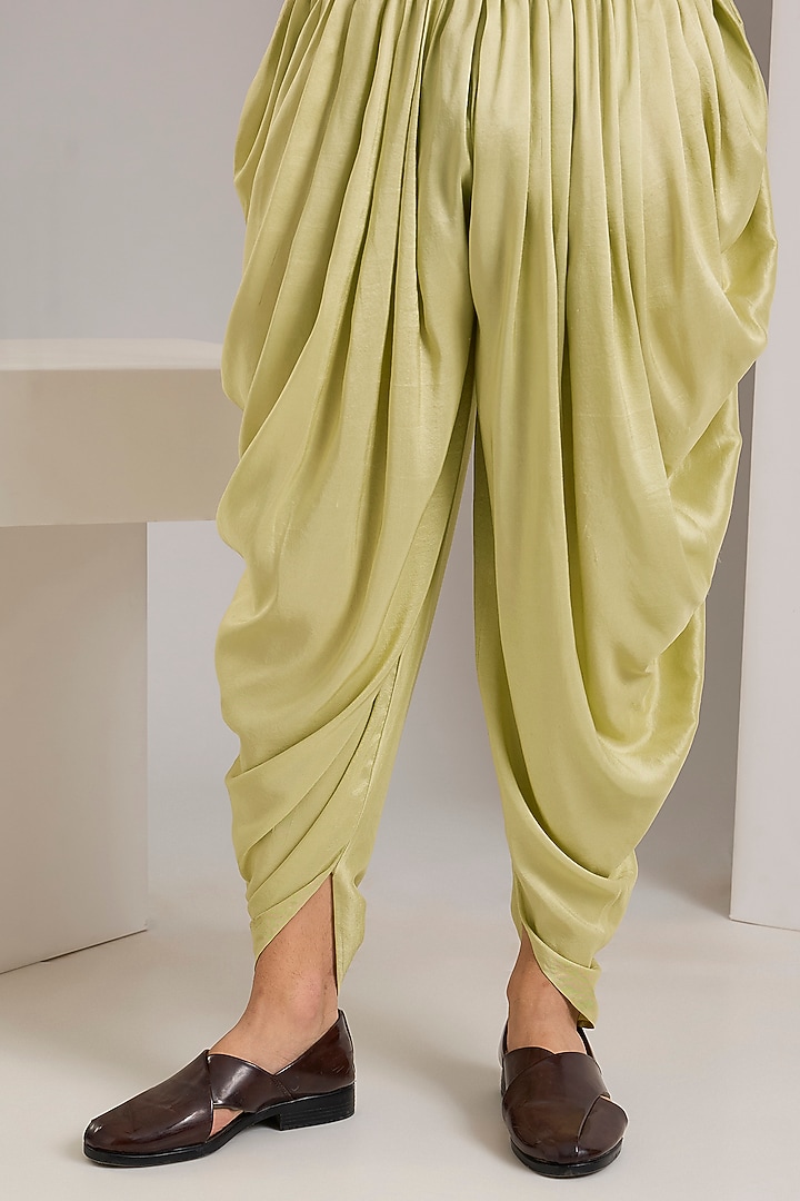 Gold Silk Blend Dhoti Pants by Seema Gujral Men at Pernia's Pop Up Shop
