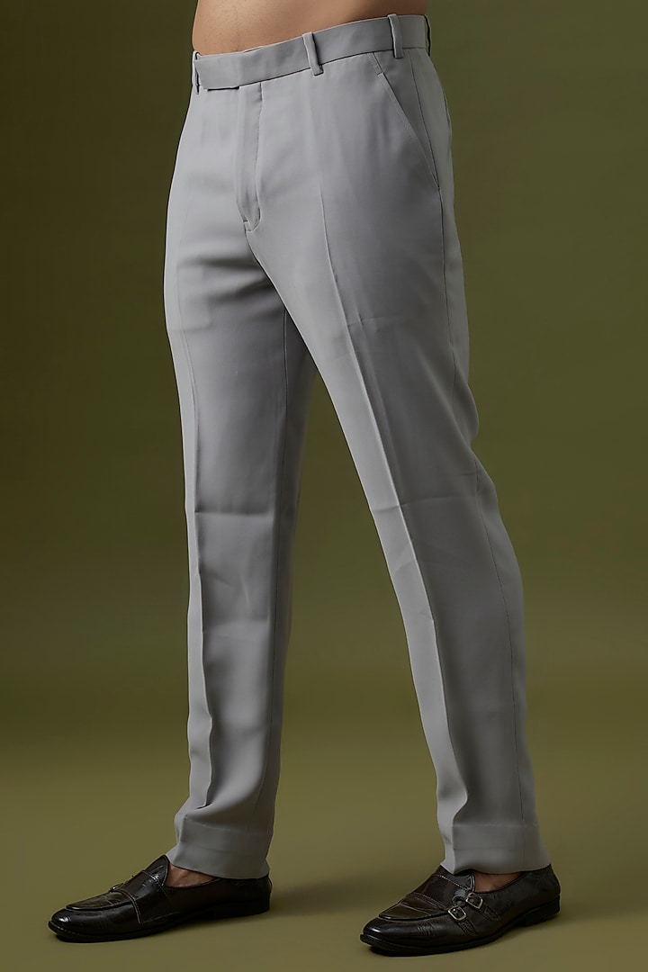 Grey Silk Embroidered Indowestern Set by Seema Gujral Men at Pernia's Pop Up Shop