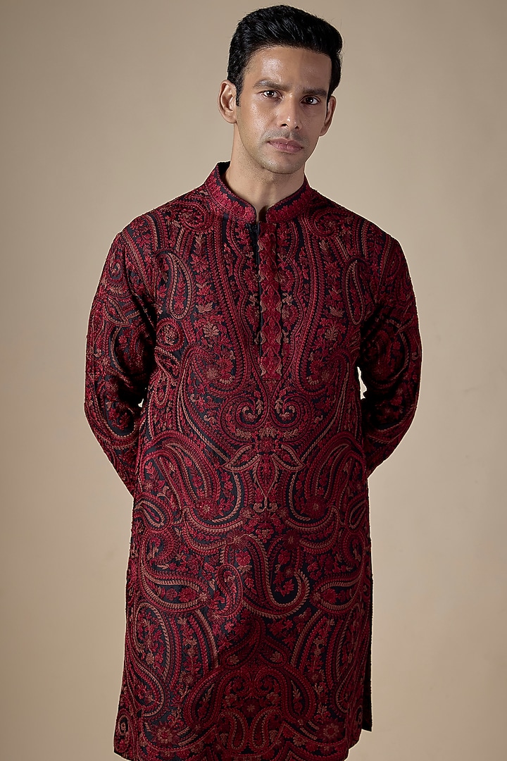 Multi-Colored Silk Kurta Set by Seema Gujral Men at Pernia's Pop Up Shop
