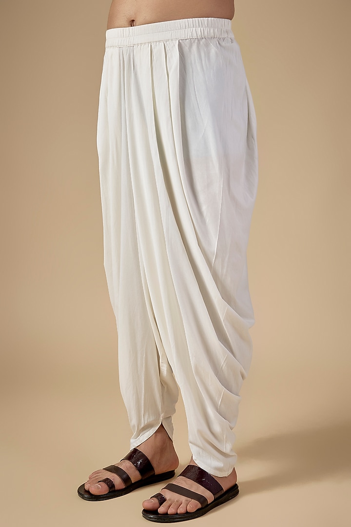 White Cotton Dhoit Pants by Seema Gujral Men at Pernia's Pop Up Shop