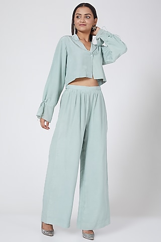 Mint Green volume Pant Set by Sejal Jain