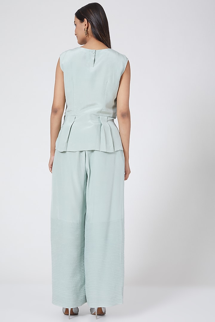 Mint Green Straight Pant Set by Sejal Jain at Pernia's Pop Up Shop