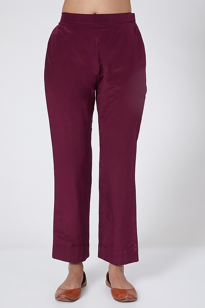 Wine Georgette Tunic Set With Side Slits by Sejal Jain at Pernia's Pop Up Shop