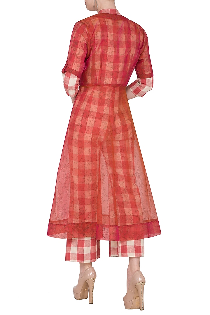 Red Jumpsuit With Printed Jacket by Sejal Jain at Pernia's Pop Up Shop