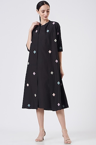 Black Hand Embroidered Cape by Sejal Jain