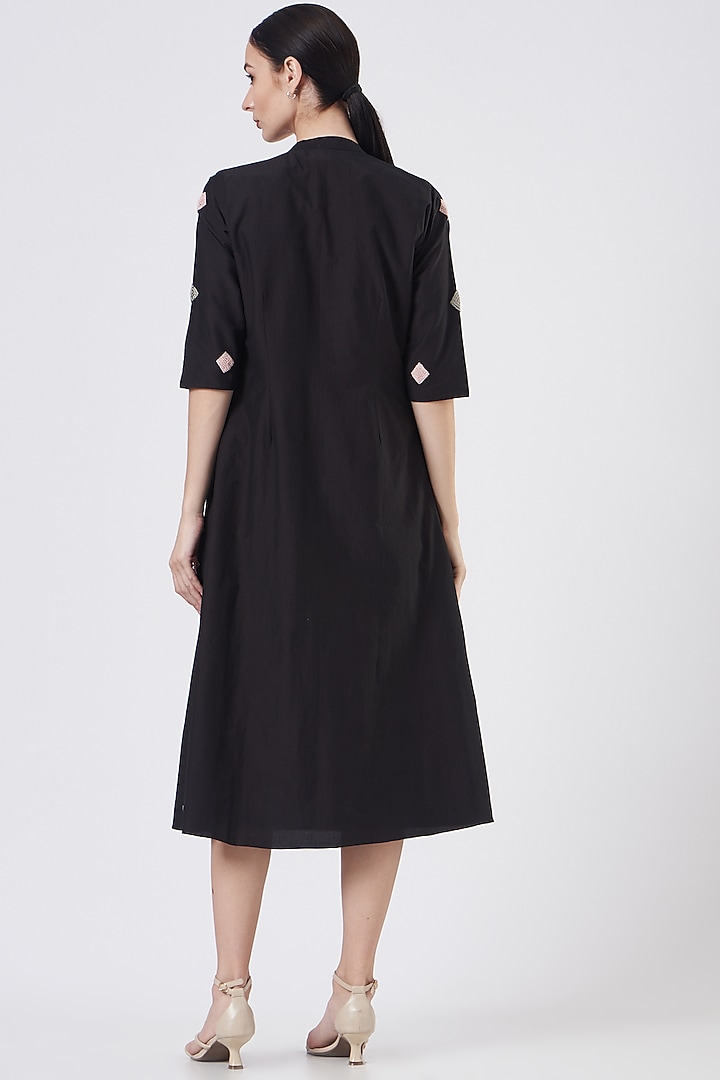 Black Hand Embroidered Cape by Sejal Jain at Pernia's Pop Up Shop
