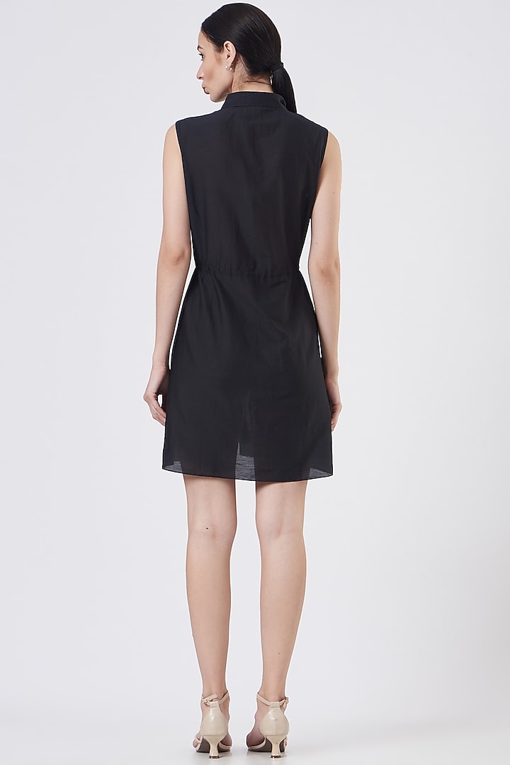 Black Embroidered Mini Summer Dress by Sejal Jain at Pernia's Pop Up Shop