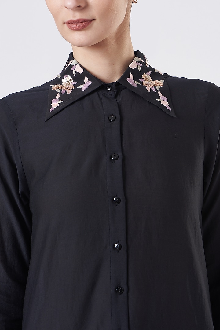 Black Cotton Silk Mini Summer Dress by Sejal Jain at Pernia's Pop Up Shop